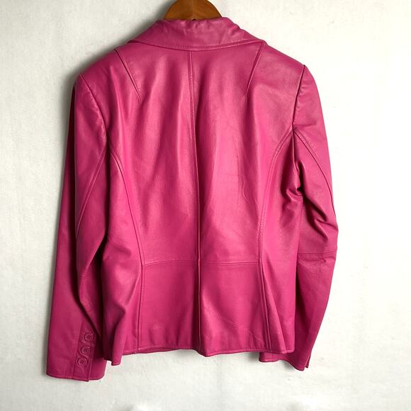 Worthington JCPenneys Womens Pink Genuine Leather Jacket Medium - Picture 3 of 8